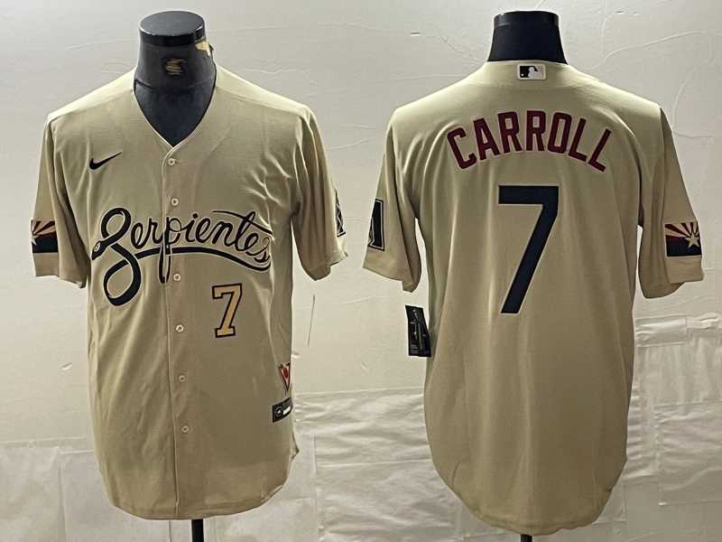 Mens Arizona Diamondbacks #7 Corbin Carroll Number 2021 Gold City Connect Cool Base Stitched Jersey